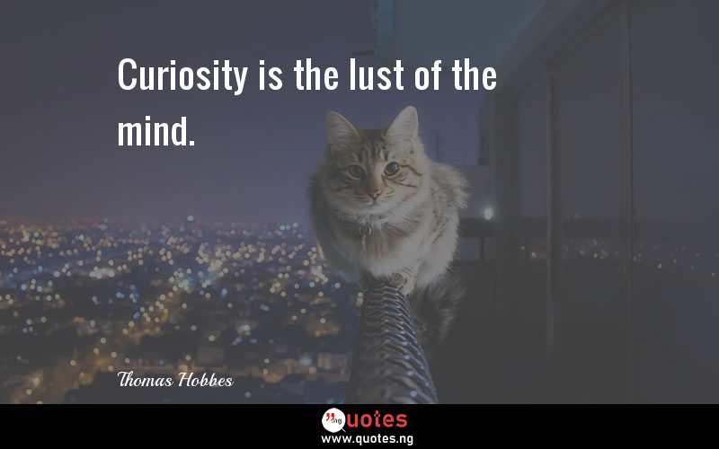Curiosity is the lust of the mind.