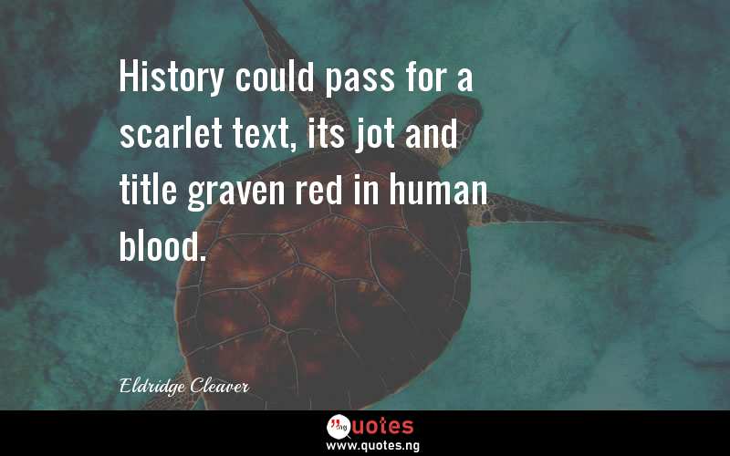 History could pass for a scarlet text, its jot and title graven red in human blood.