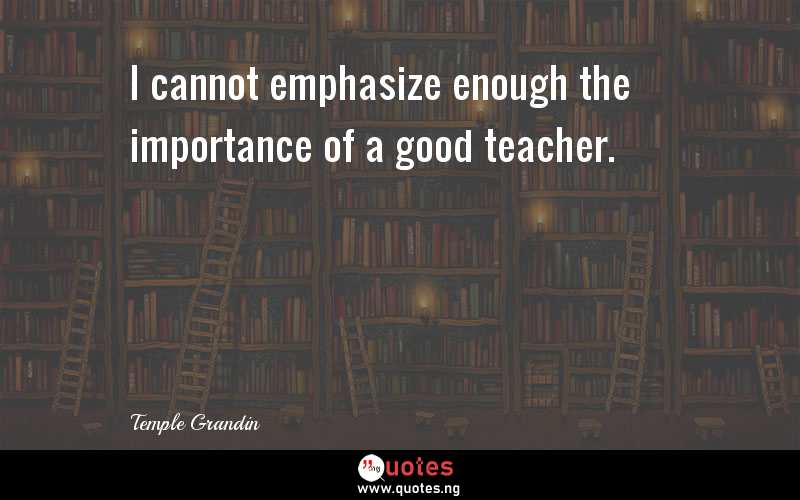 I cannot emphasize enough the importance of a good teacher.