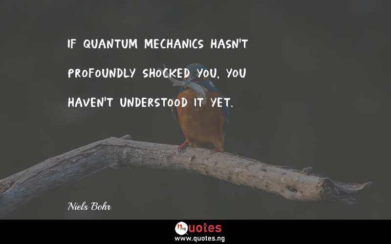 If quantum mechanics hasn't profoundly shocked you, you haven't understood it yet.