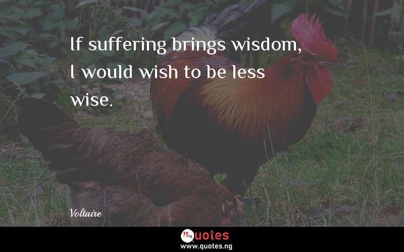 If suffering brings wisdom, I would wish to be less wise.