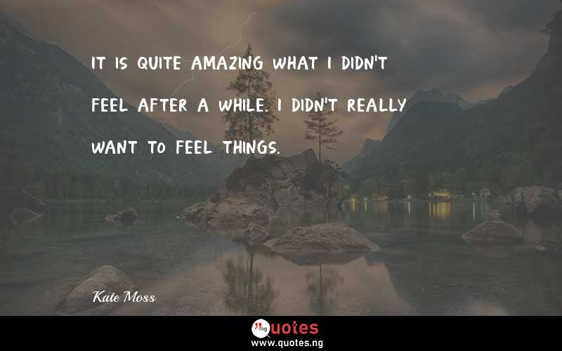 It is quite amazing what I didn't feel after a while. I didn't really want to feel things.