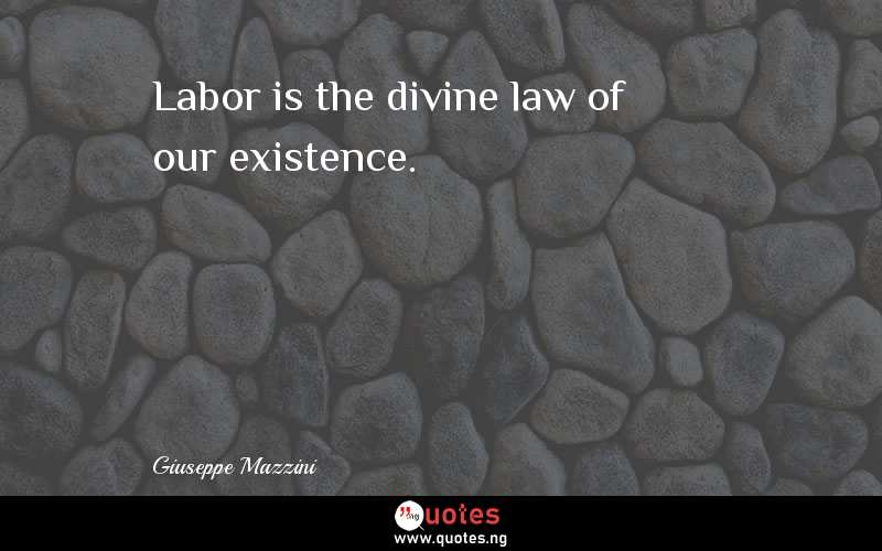 Labor is the divine law of our existence.