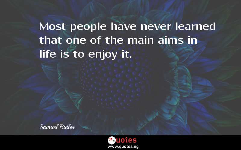 Most people have never learned that one of the main aims in life is to enjoy it.