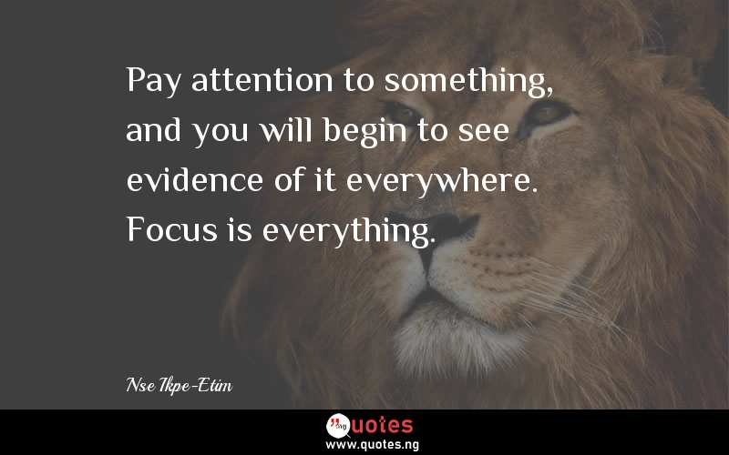 Pay attention to something, and you will begin to see evidence of it everywhere. Focus is everything.