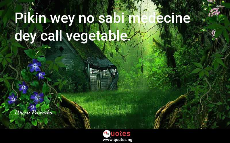Pikin wey no sabi medecine dey call vegetable.