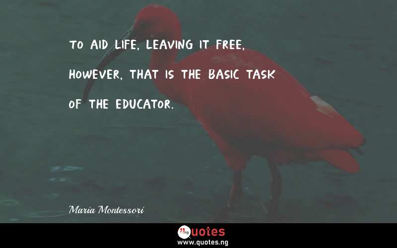 To aid life, leaving it free, however, that is the basic task of the educator.