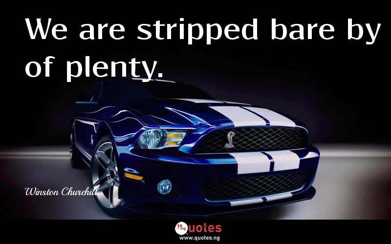 We are stripped bare by the curse of plenty. - Winston Churchill  Quotes